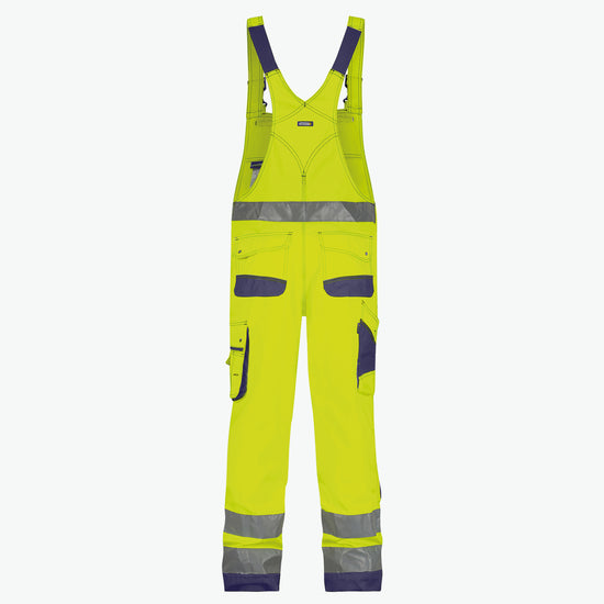 Dassy Malmedy Hogezichtbaarheidsbretelbroek met kniezakken - Fluogeel/Marineblauw Werkbroek HiVis Dassy