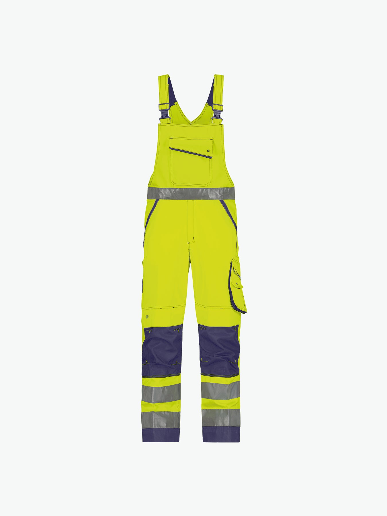 Dassy Malmedy Hogezichtbaarheidsbretelbroek met kniezakken - Fluogeel/Marineblauw Werkbroek HiVis Dassy