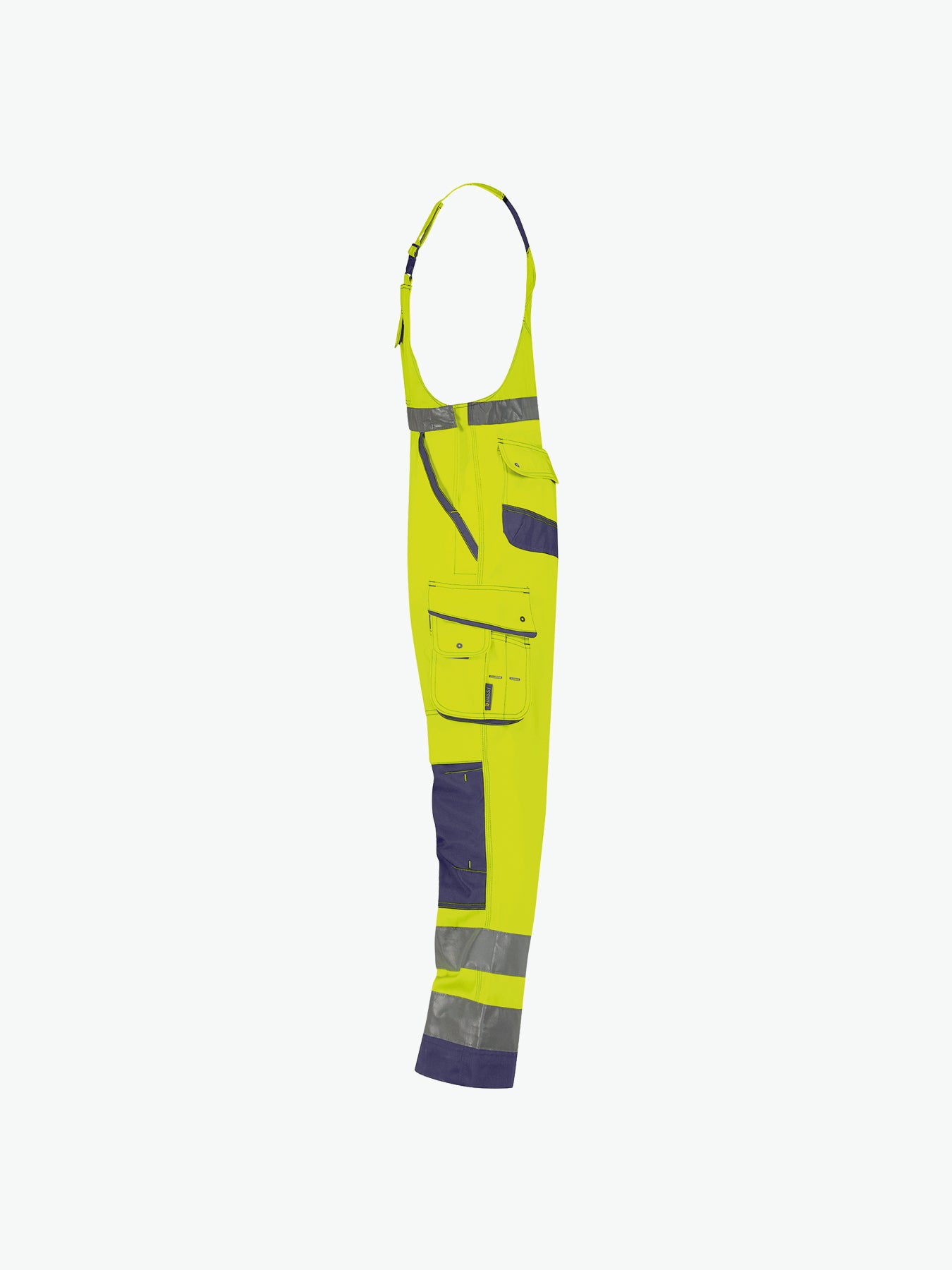 Dassy Malmedy Hogezichtbaarheidsbretelbroek met kniezakken - Fluogeel/Marineblauw Werkbroek HiVis Dassy