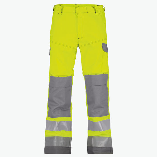 Dassy Manchester Multinorm hogezichtbaarheidsbroek met kniezakken - Fluogeel/Grafietgrijs Werkbroek HiVis Dassy