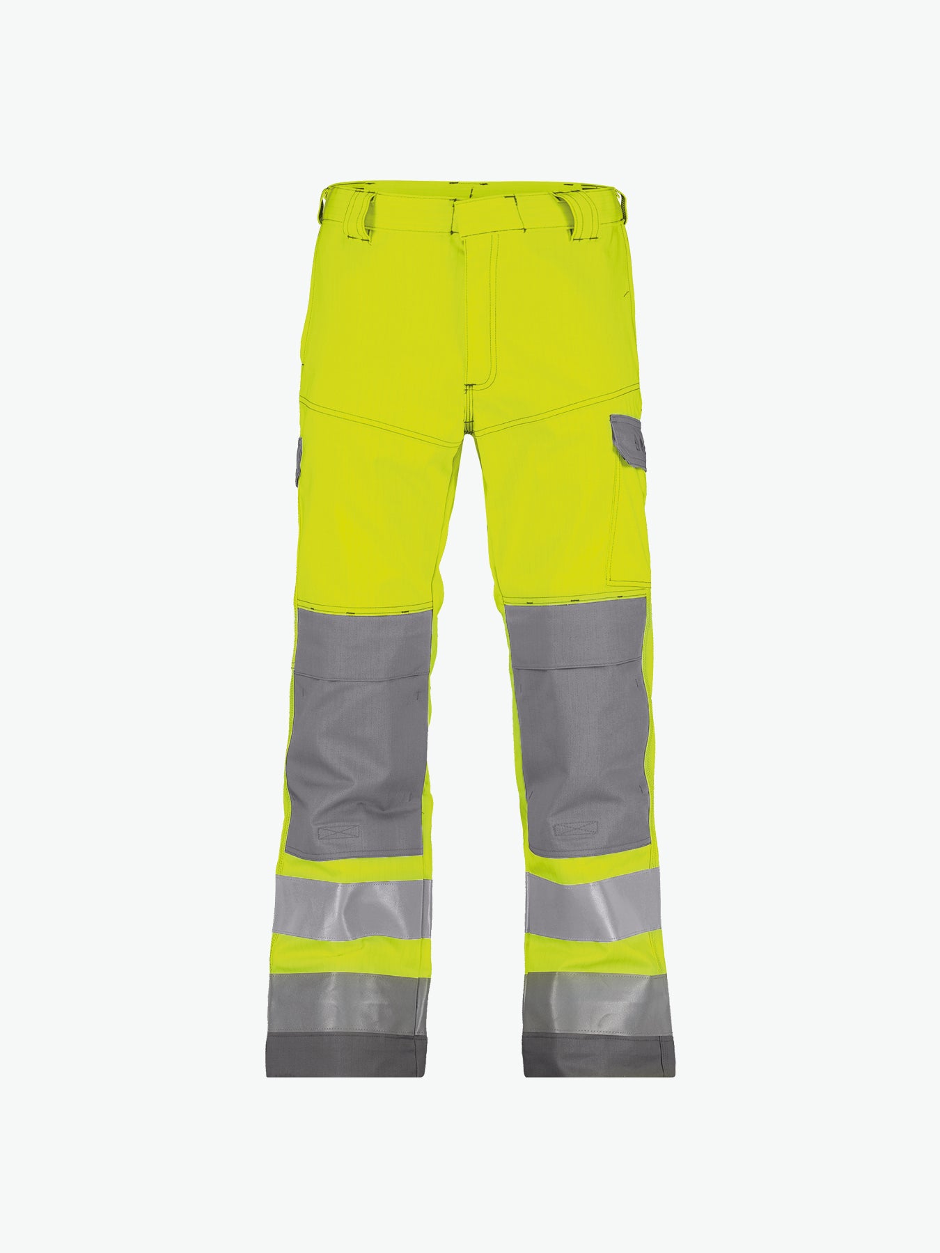 Dassy Manchester Multinorm hogezichtbaarheidsbroek met kniezakken - Fluogeel/Grafietgrijs Werkbroek HiVis Dassy