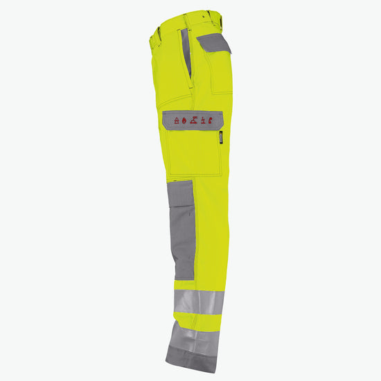 Dassy Manchester Multinorm hogezichtbaarheidsbroek met kniezakken - Fluogeel/Grafietgrijs Werkbroek HiVis Dassy