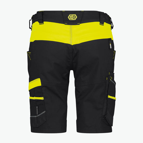 Dassy Manilla Women Werkshort met stretch voor dames - Zwart/Fluogeel Korte Werkbroek Dames Dassy