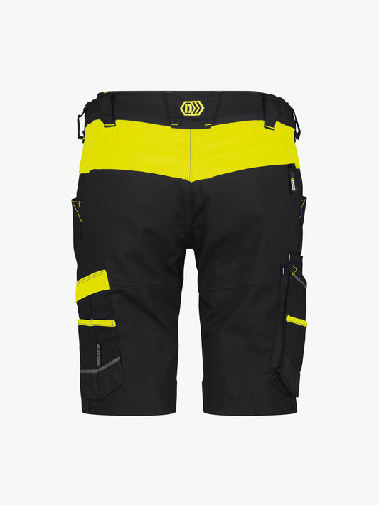Dassy Manilla Women Werkshort met stretch voor dames - Zwart/Fluogeel Korte Werkbroek Dames Dassy