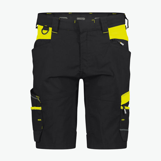 Dassy Manilla Women Werkshort met stretch voor dames - Zwart/Fluogeel Korte Werkbroek Dames Dassy