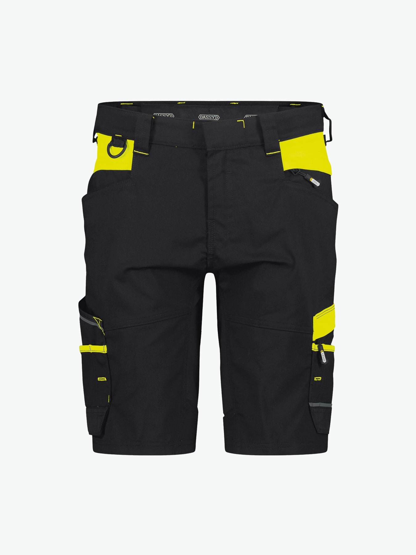 Dassy Manilla Women Werkshort met stretch voor dames - Zwart/Fluogeel Korte Werkbroek Dames Dassy