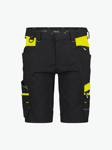 Dassy Manilla Women Werkshort met stretch voor dames - Zwart/Fluogeel Korte Werkbroek Dames Dassy