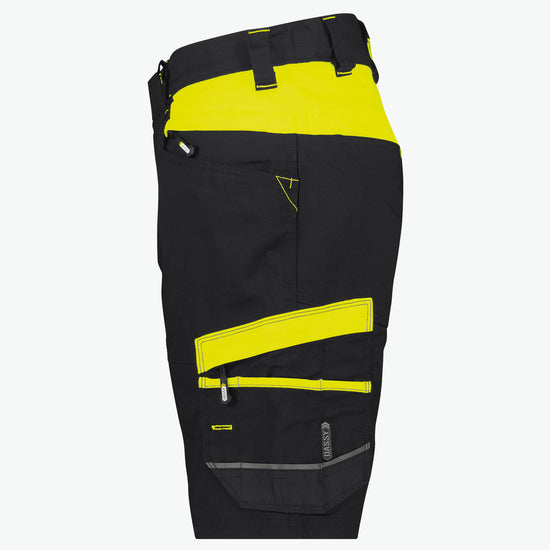 Dassy Manilla Women Werkshort met stretch voor dames - Zwart/Fluogeel Korte Werkbroek Dames Dassy