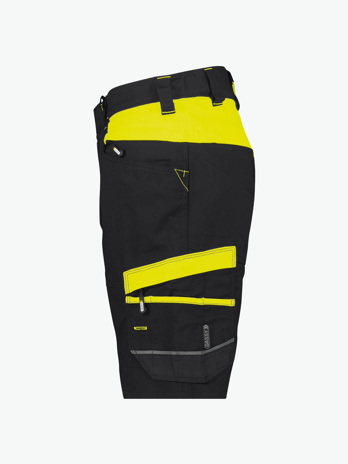 Dassy Manilla Women Werkshort met stretch voor dames - Zwart/Fluogeel Korte Werkbroek Dames Dassy