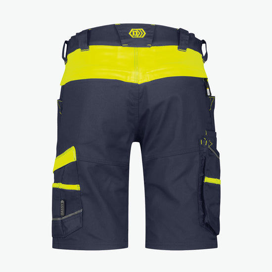 Dassy Manilla Women Werkshort met stretch voor dames - Nachtblauw/Fluogeel Korte Werkbroek Dames Dassy