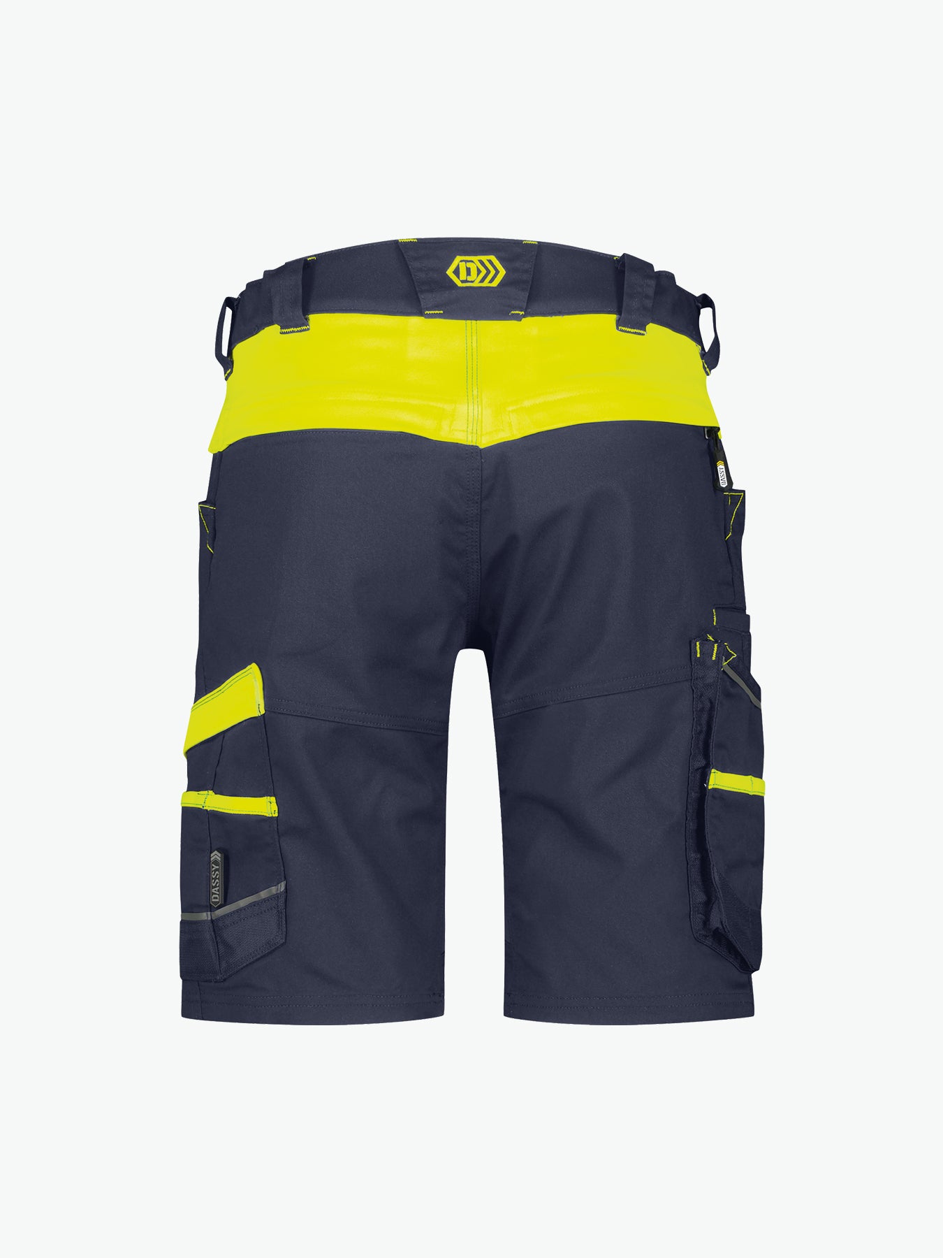 Dassy Manilla Women Werkshort met stretch voor dames - Nachtblauw/Fluogeel Korte Werkbroek Dames Dassy