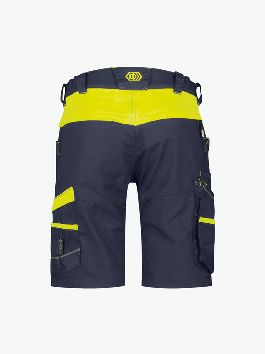 Dassy Manilla Women Werkshort met stretch voor dames - Nachtblauw/Fluogeel Korte Werkbroek Dames Dassy