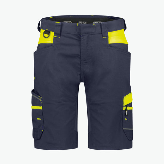 Dassy Manilla Women Werkshort met stretch voor dames - Nachtblauw/Fluogeel Korte Werkbroek Dames Dassy