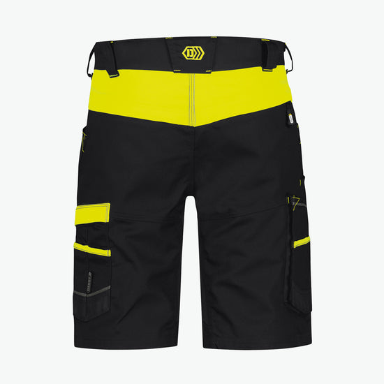 Dassy Manilla Werkshort met stretch - Zwart/Fluogeel Korte Werkbroek Dassy