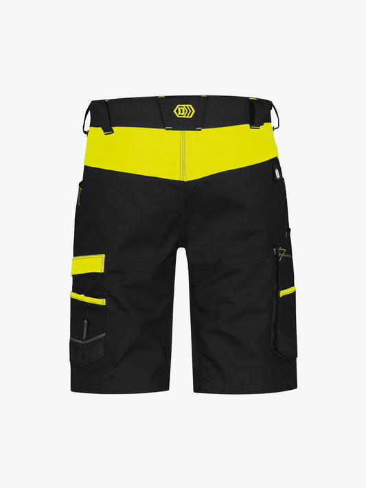 Dassy Manilla Werkshort met stretch - Zwart/Fluogeel Korte Werkbroek Dassy
