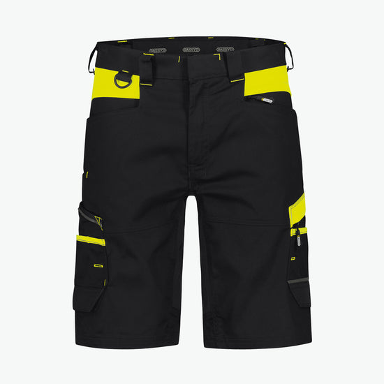 Dassy Manilla Werkshort met stretch - Zwart/Fluogeel Korte Werkbroek Dassy