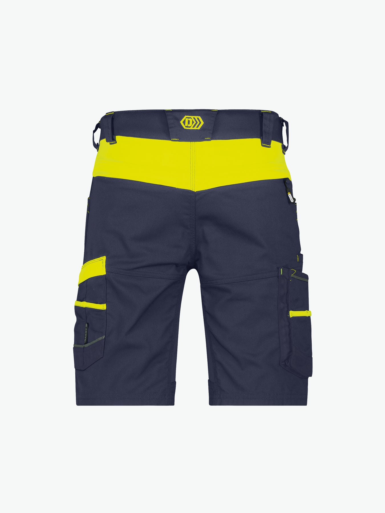 Dassy Manilla Werkshort met stretch - Nachtblauw/Fluogeel Korte Werkbroek Dassy