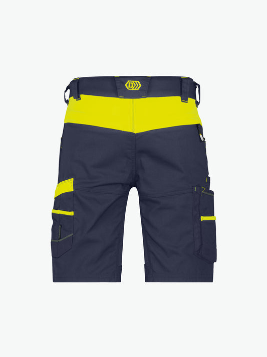 Dassy Manilla Werkshort met stretch - Nachtblauw/Fluogeel Korte Werkbroek Dassy