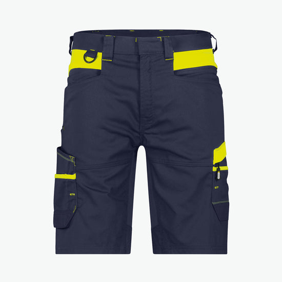 Dassy Manilla Werkshort met stretch - Nachtblauw/Fluogeel Korte Werkbroek Dassy