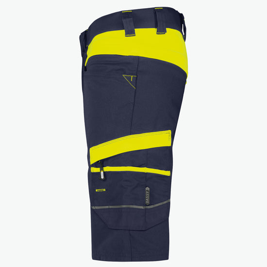 Dassy Manilla Werkshort met stretch - Nachtblauw/Fluogeel Korte Werkbroek Dassy