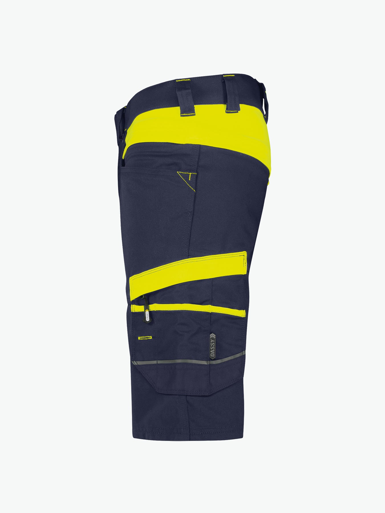 Dassy Manilla Werkshort met stretch - Nachtblauw/Fluogeel Korte Werkbroek Dassy