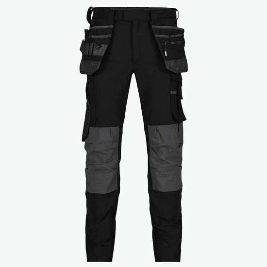 Dassy Matrix Stretch holsterzakkenbroek met kniezakken - Zwart/Antracietgrijs Werkbroek Dassy