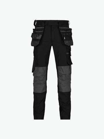 Dassy Matrix Stretch holsterzakkenbroek met kniezakken - Zwart/Antracietgrijs Werkbroek Dassy