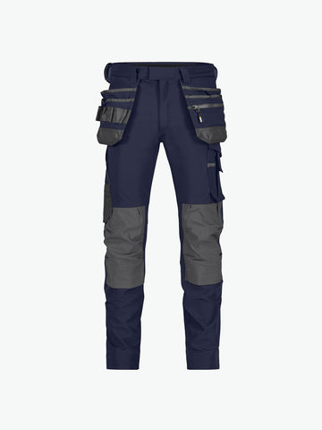 Dassy Matrix Stretch holsterzakkenbroek met kniezakken - Nachtblauw/Antracietgrijs Werkbroek Dassy