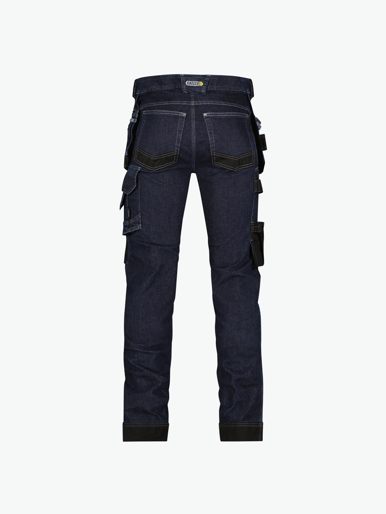 Dassy Melbourne Stretch holsterzakkenjeans met kniezakken - Jeansblauw/Zwart Werkbroek Dassy