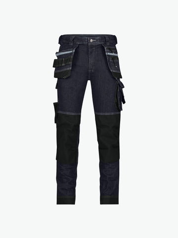 Dassy Melbourne Stretch holsterzakkenjeans met kniezakken - Jeansblauw/Zwart Werkbroek Dassy