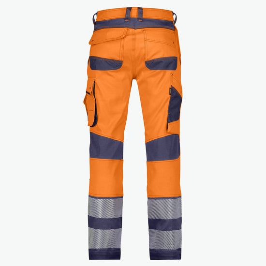 Dassy Minnesota Stretch hogezichtbaarheidsbroek - Fluo-Oranje/Marineblauw Werkbroek HiVis Dassy