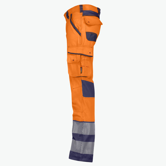 Dassy Minnesota Stretch hogezichtbaarheidsbroek - Fluo-Oranje/Marineblauw Werkbroek HiVis Dassy