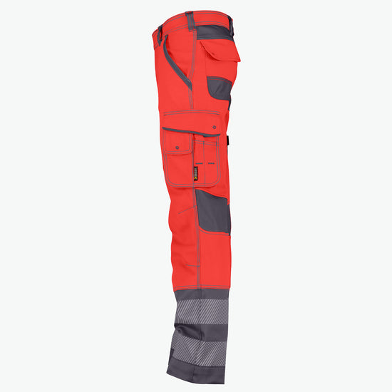 Dassy Minnesota Stretch hogezichtbaarheidsbroek - Fluorood/Cementgrijs Werkbroek HiVis Dassy