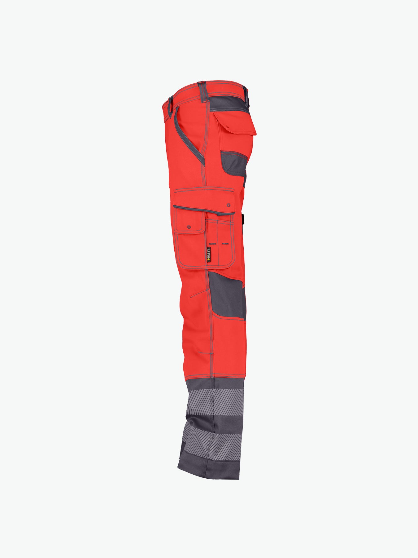 Dassy Minnesota Stretch hogezichtbaarheidsbroek - Fluorood/Cementgrijs Werkbroek HiVis Dassy