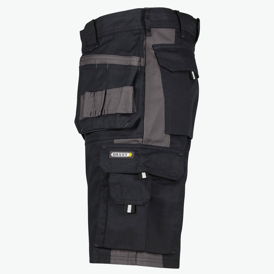 Dassy Monza Tweekleurige holsterzakkenshort - Zwart/Cementgrijs Korte Werkbroek Dassy