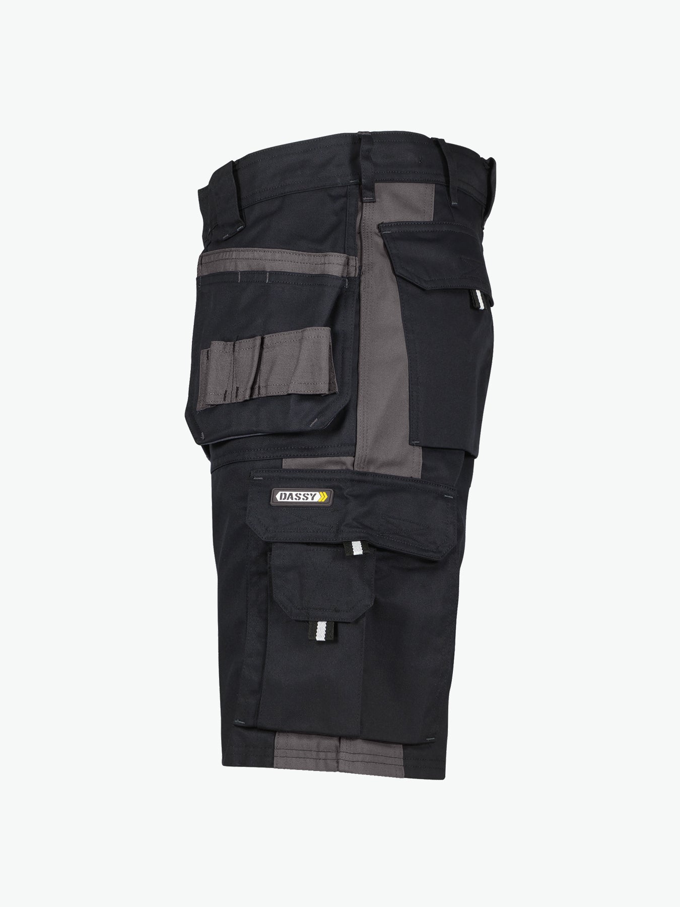 Dassy Monza Tweekleurige holsterzakkenshort - Zwart/Cementgrijs Korte Werkbroek Dassy
