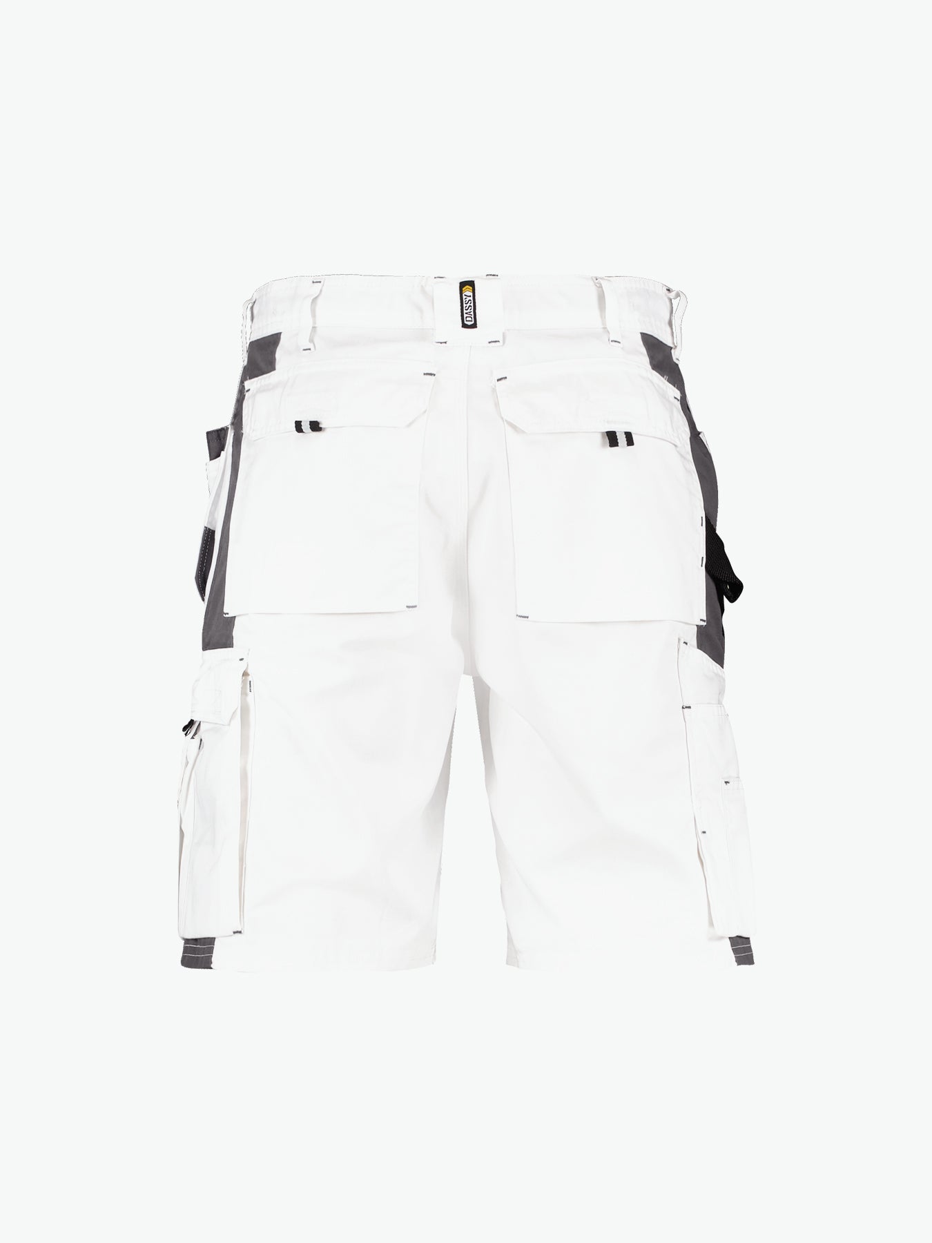 Dassy Monza Tweekleurige holsterzakkenshort - Wit/Cementgrijs Korte Werkbroek Dassy