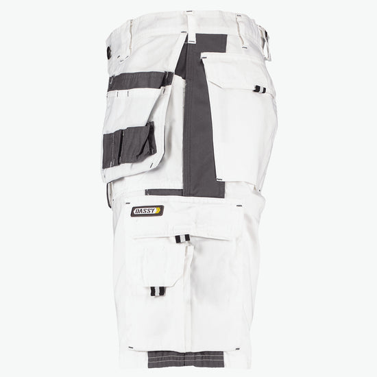 Dassy Monza Tweekleurige holsterzakkenshort - Wit/Cementgrijs Korte Werkbroek Dassy