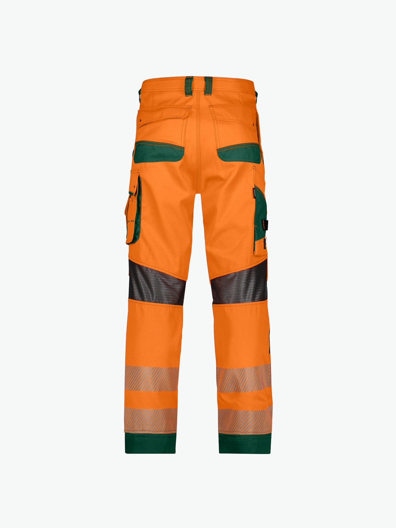 Dassy Odessa Zomer hogezichtbaarheidsbroek met kniezakken - Fluo-Oranje/Flessengroen Werkbroek Hivis Dassy