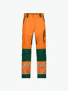 Dassy Odessa Zomer hogezichtbaarheidsbroek met kniezakken - Fluo-Oranje/Flessengroen Werkbroek Hivis Dassy