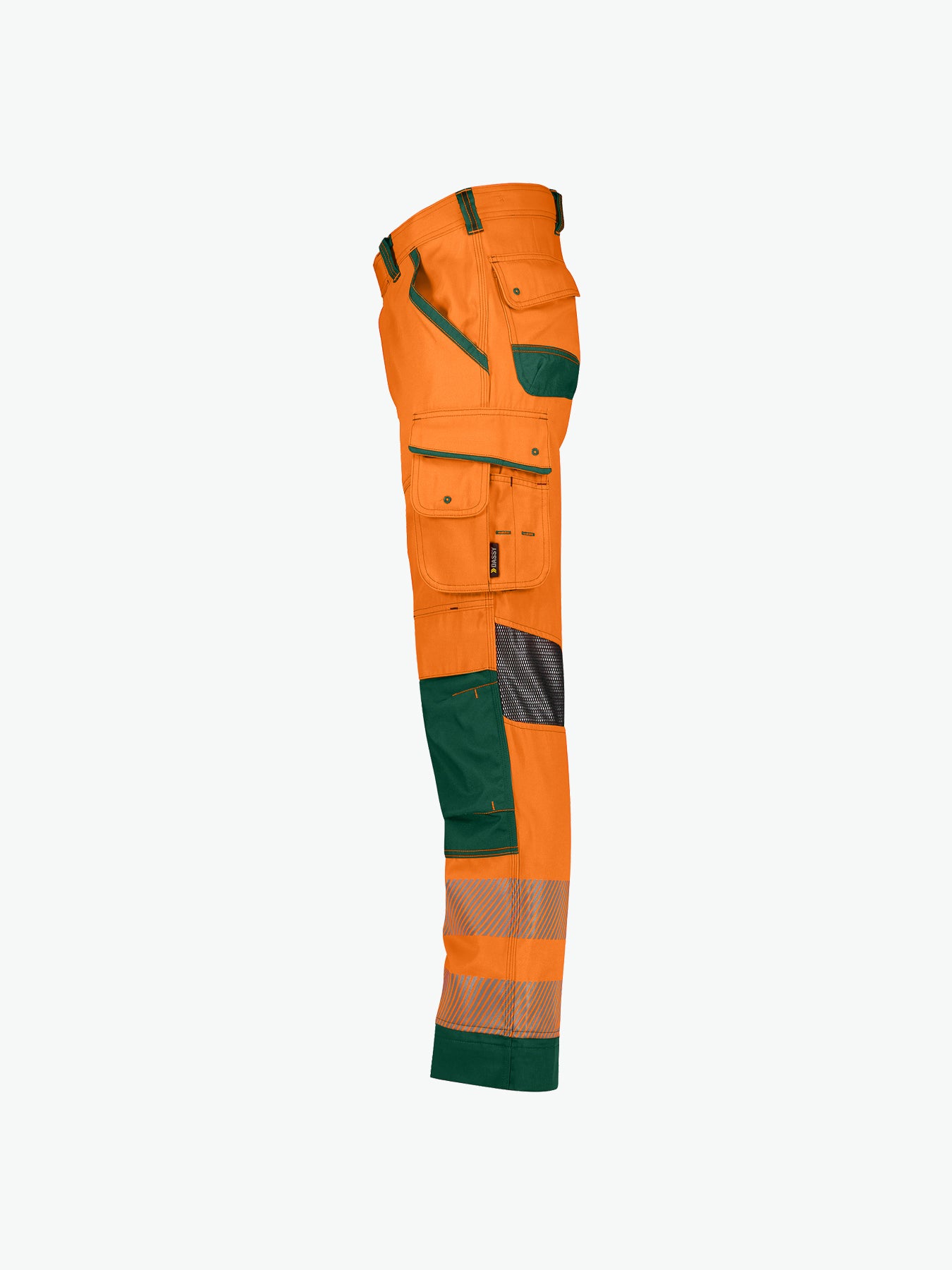 Dassy Odessa Zomer hogezichtbaarheidsbroek met kniezakken - Fluo-Oranje/Flessengroen Werkbroek Hivis Dassy