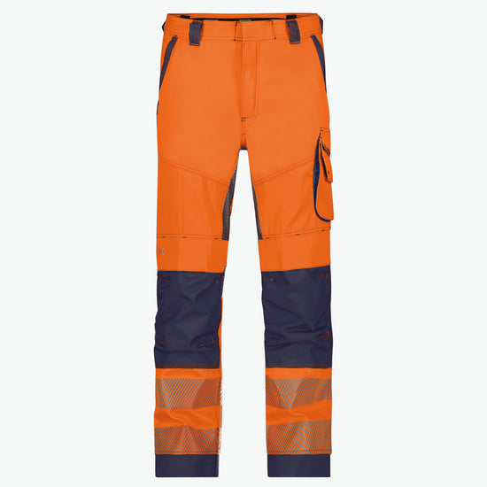 Dassy Odessa Zomer hogezichtbaarheidsbroek met kniezakken - Fluo-Oranje/Marineblauw Werkbroek Hivis Dassy