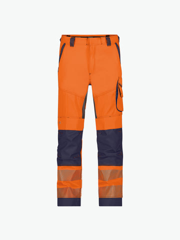 Dassy Odessa Zomer hogezichtbaarheidsbroek met kniezakken - Fluo-Oranje/Marineblauw Werkbroek Hivis Dassy