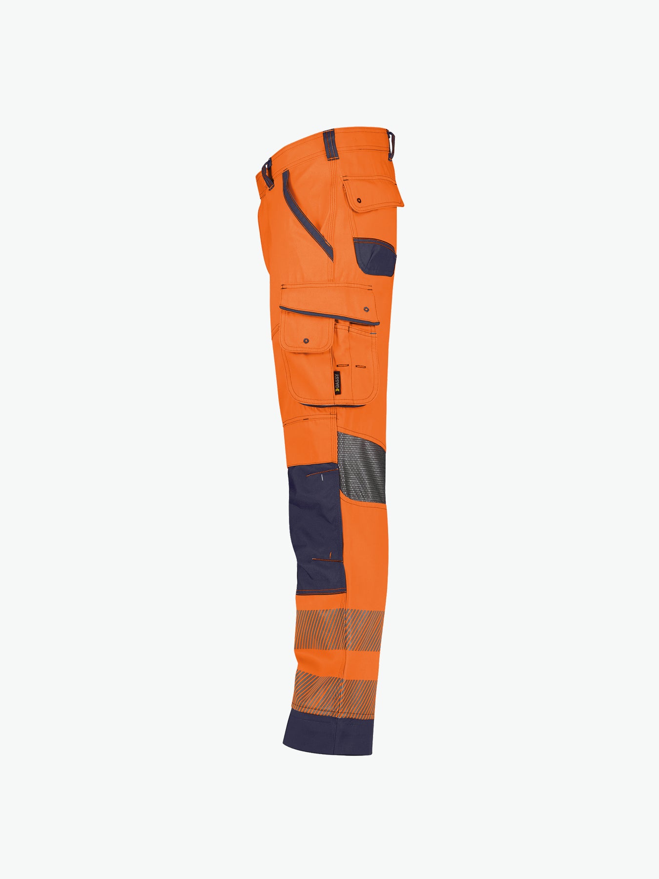 Dassy Odessa Zomer hogezichtbaarheidsbroek met kniezakken - Fluo-Oranje/Marineblauw Werkbroek Hivis Dassy