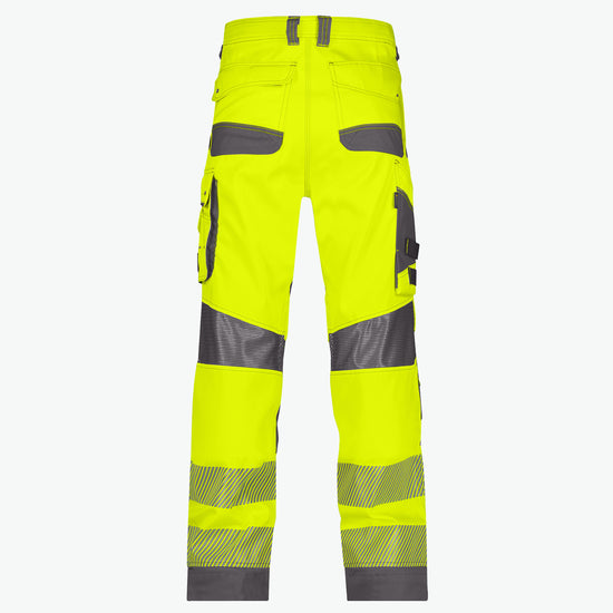 Dassy Odessa Zomer hogezichtbaarheidsbroek met kniezakken - Fluogeel/Cementgrijs Werkbroek Hivis Dassy