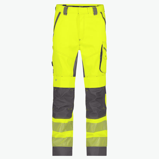 Dassy Odessa Zomer hogezichtbaarheidsbroek met kniezakken - Fluogeel/Cementgrijs Werkbroek Hivis Dassy