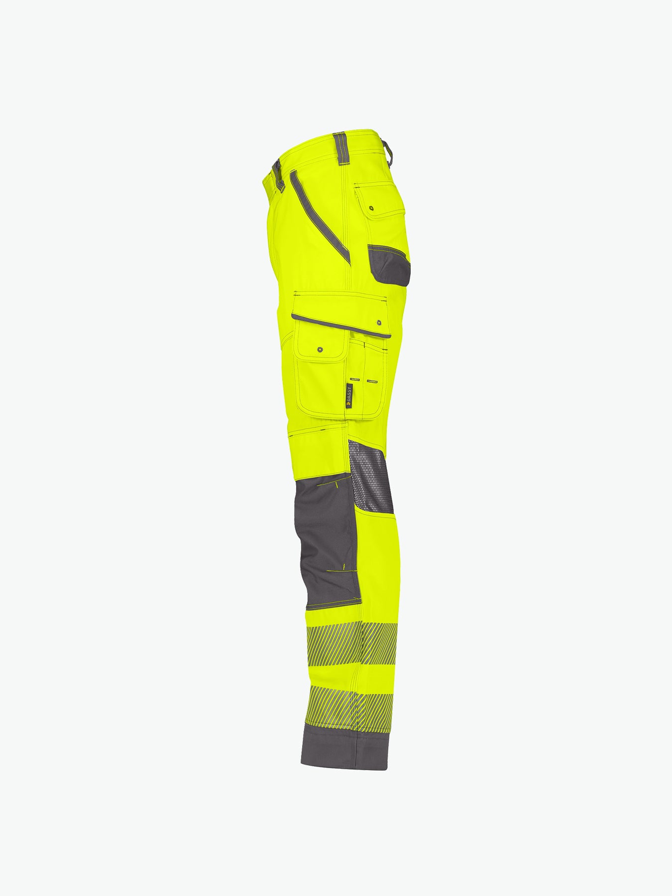 Dassy Odessa Zomer hogezichtbaarheidsbroek met kniezakken - Fluogeel/Cementgrijs Werkbroek Hivis Dassy