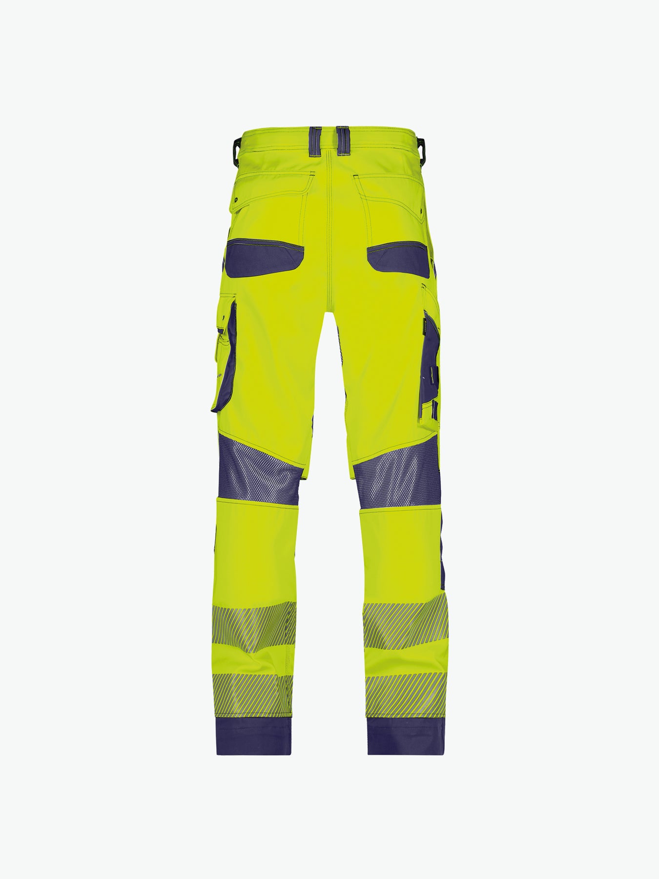 Dassy Odessa Zomer hogezichtbaarheidsbroek met kniezakken - Fluogeel/Marineblauw Werkbroek HiVis Dassy