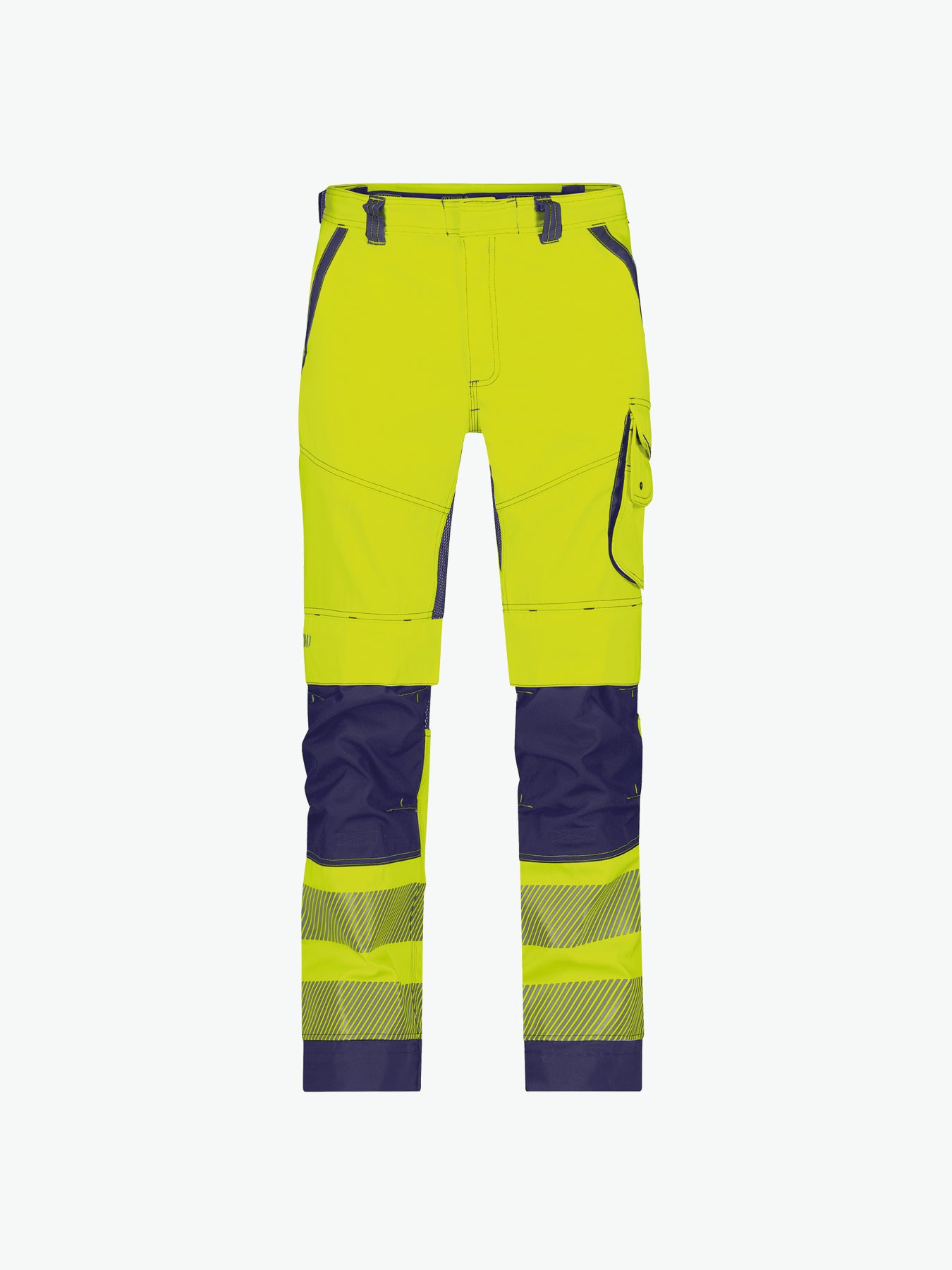 Dassy Odessa Zomer hogezichtbaarheidsbroek met kniezakken - Fluogeel/Marineblauw Werkbroek HiVis Dassy
