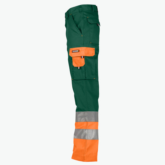 Dassy Omaha Hogezichtbaarheidsbroek - Flessengroen/Fluo-Oranje Werkbroek HiVis Dassy